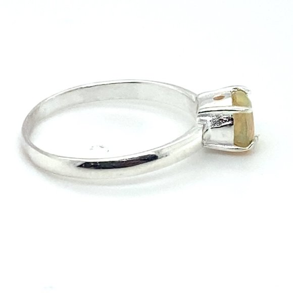 Oval Chinese Opal Gemstone Solid 925 Sterling Silver Ring  Opal .80ct Platinum Finish Solid 925 Sterling Silver Ring      sz7